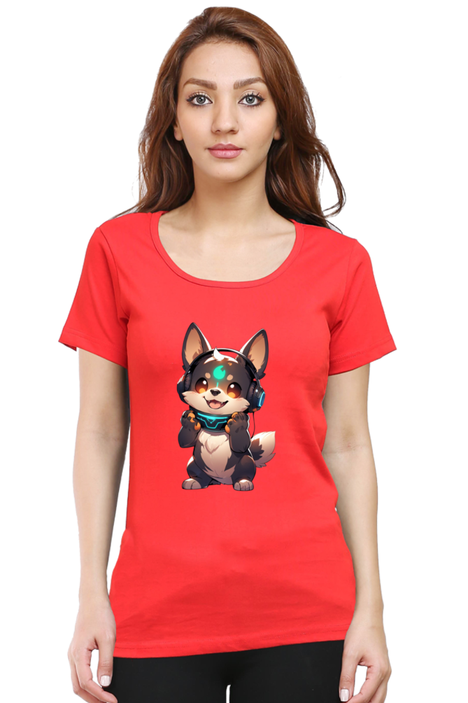 Cute Dog Print Women's T-Shirt – Playful Style for Everyday Comfort