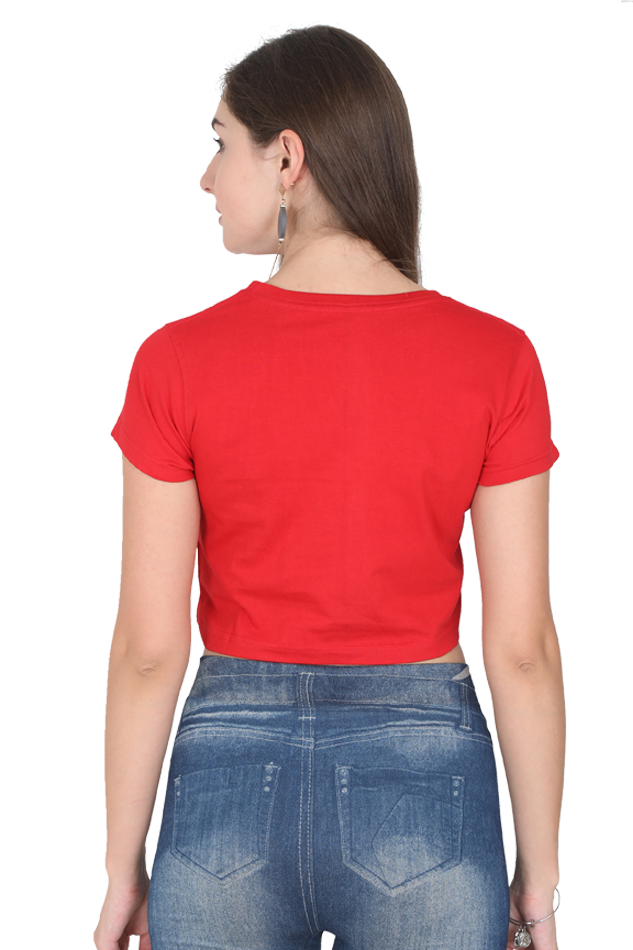 Women's Round Neck Half Sleeve Crop Top – Bold Pushpa Raj-Inspired Style