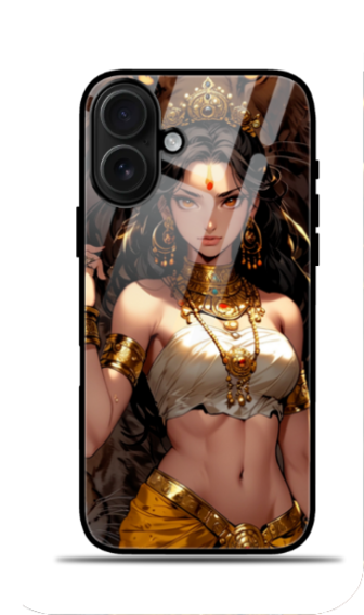 Elegant Indian Princess White Glass Case for iPhone 16 - Premium Protection & Style