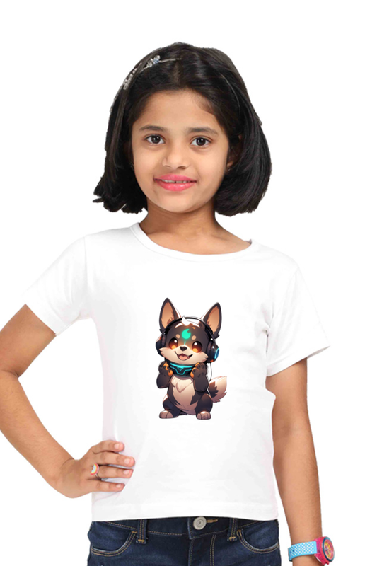 Cute Dog Print Girl's T-Shirt – Playful Style for Everyday Comfort