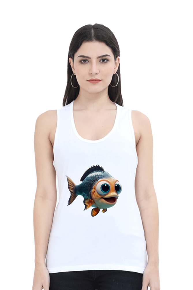 Women's Sleeveless Tank Top – Adorable Fish Print for a Playful Summer Look