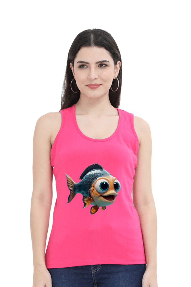 Women's Sleeveless Tank Top – Adorable Fish Print for a Playful Summer Look