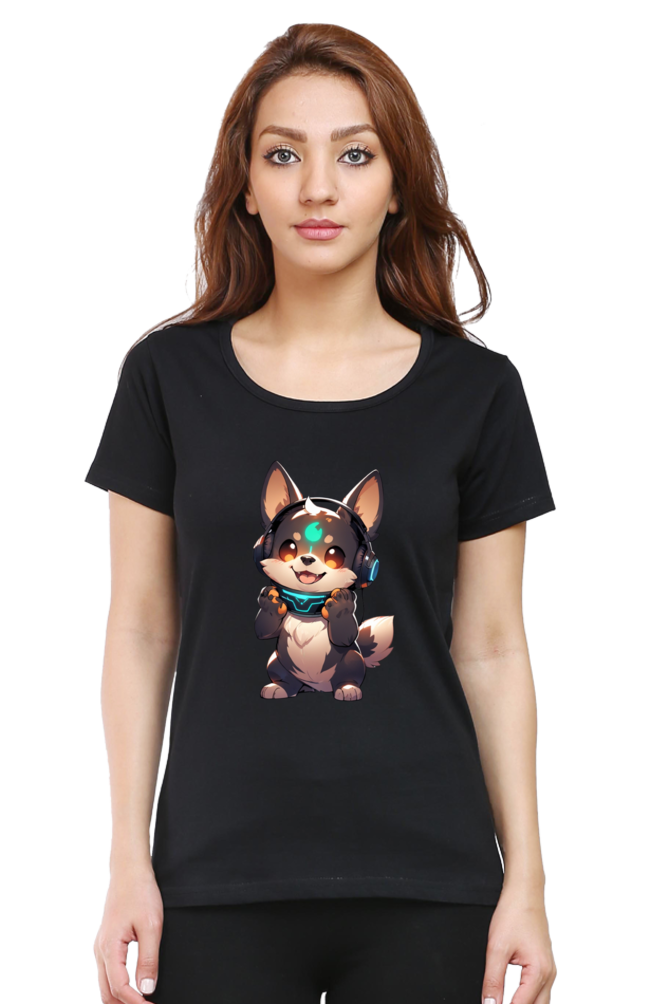 Cute Dog Print Women's T-Shirt – Playful Style for Everyday Comfort