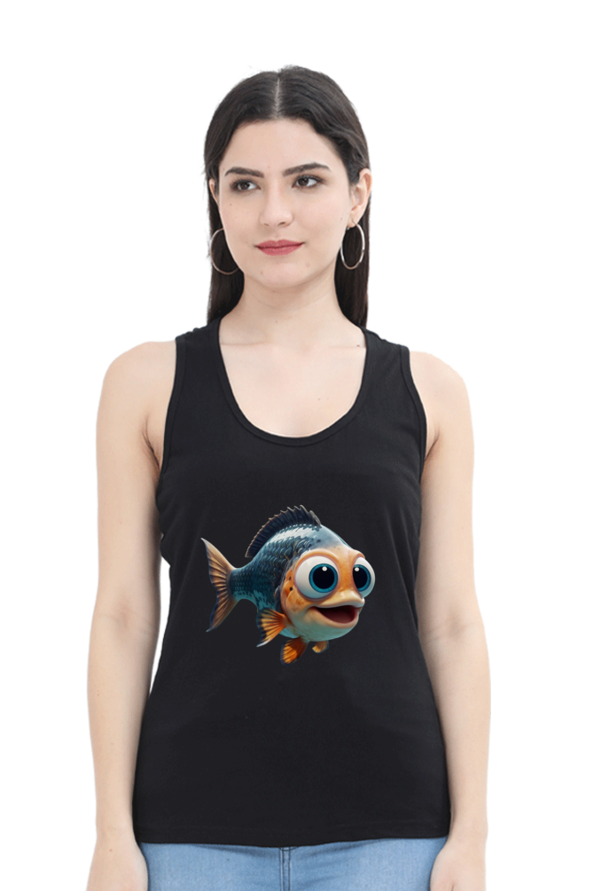 Women's Sleeveless Tank Top – Adorable Fish Print for a Playful Summer Look