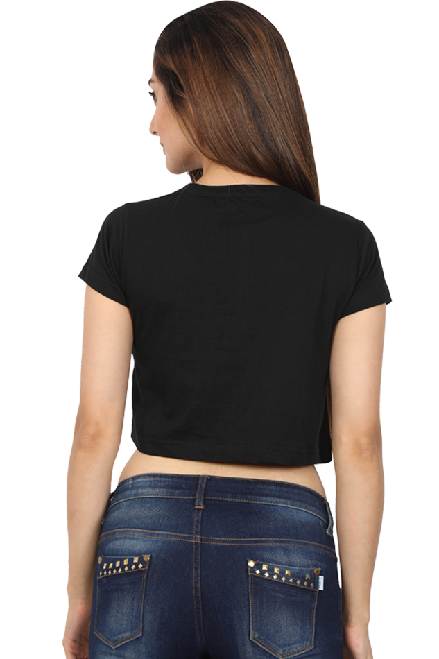 Women's Round Neck Half Sleeve Crop Top – Bold Pushpa Raj-Inspired Style