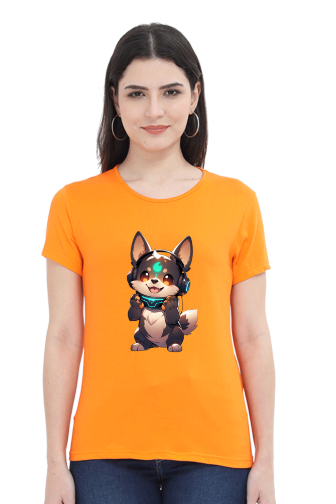 Cute Dog Print Women's T-Shirt – Playful Style for Everyday Comfort