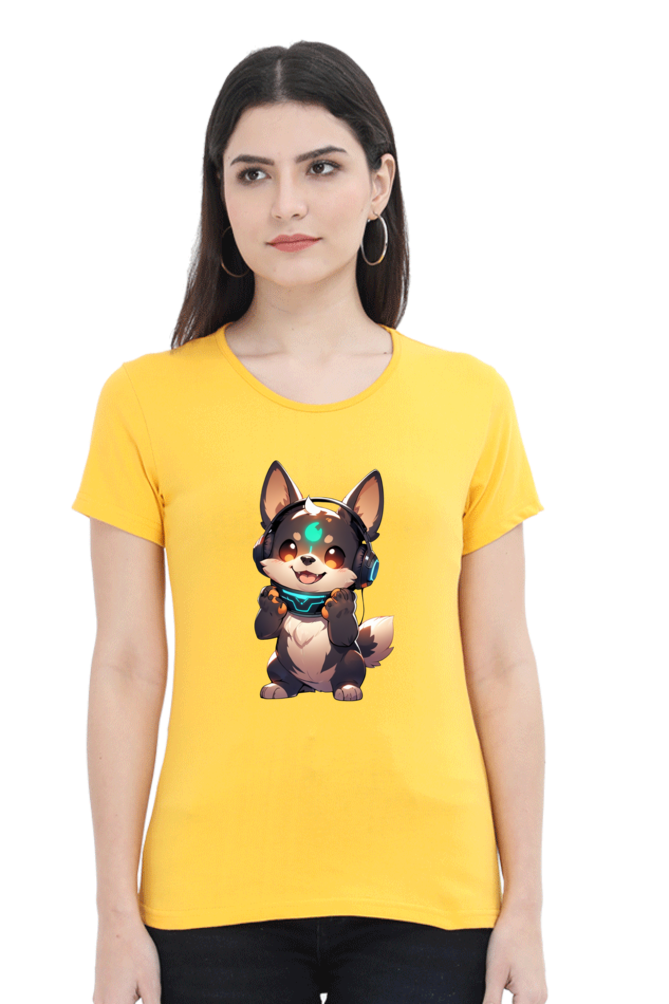 Cute Dog Print Women's T-Shirt – Playful Style for Everyday Comfort