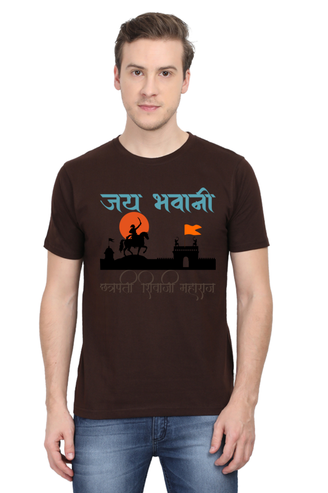 Maratha Pride: Men's Chhatrapati Shivaji Printed Round Neck T-Shirt