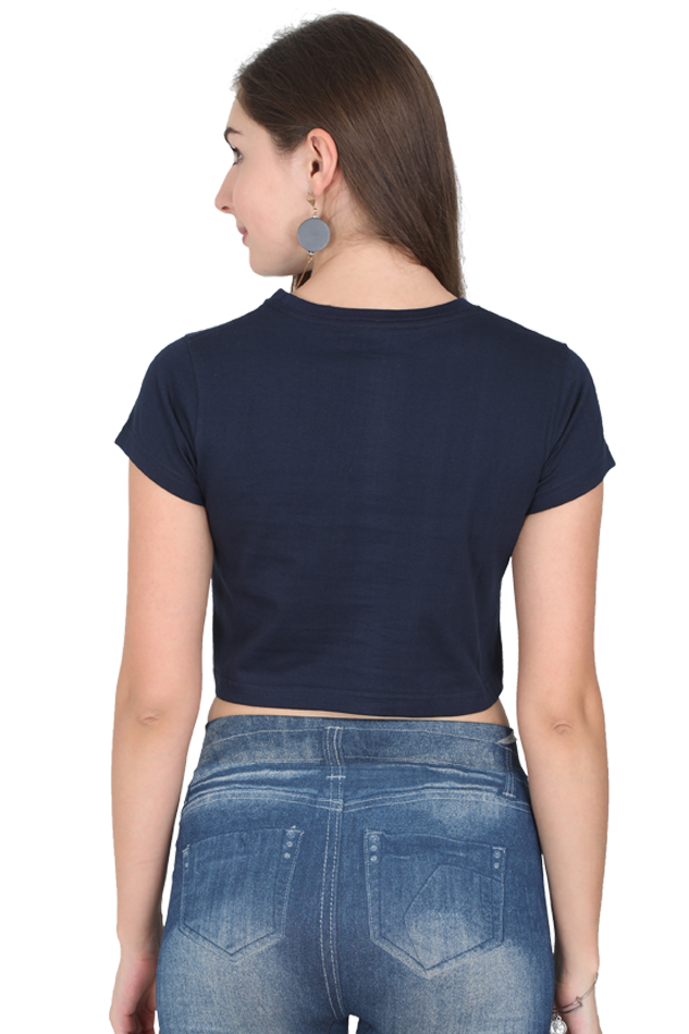 Women's Round Neck Half Sleeve Crop Top – Bold Pushpa Raj-Inspired Style