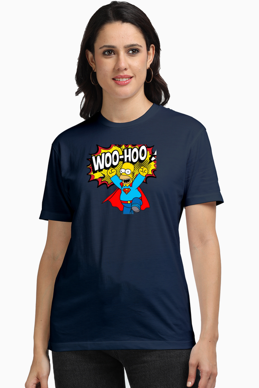 Woo Hoo Simpson Print Women's T-Shirt – Playful Style for Everyday Comfort