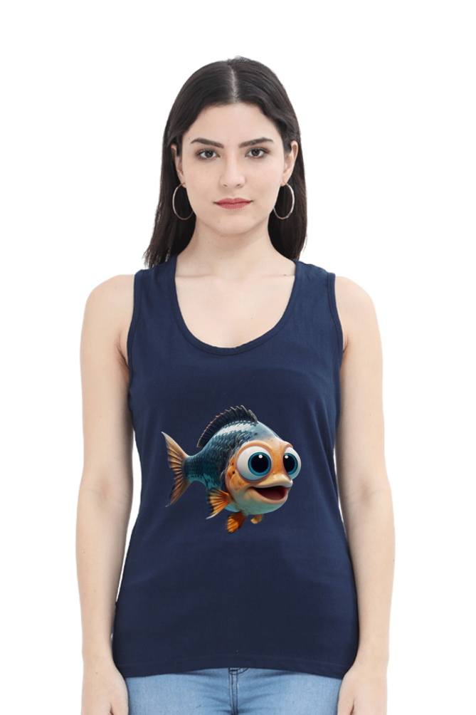 Women's Sleeveless Tank Top – Adorable Fish Print for a Playful Summer Look