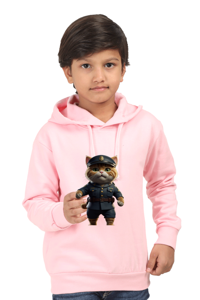 Adorable Police Cat Boys’ Hooded Sweatshirt – Cool Style & Cozy Comfort