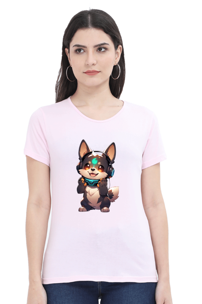 Cute Dog Print Women's T-Shirt – Playful Style for Everyday Comfort