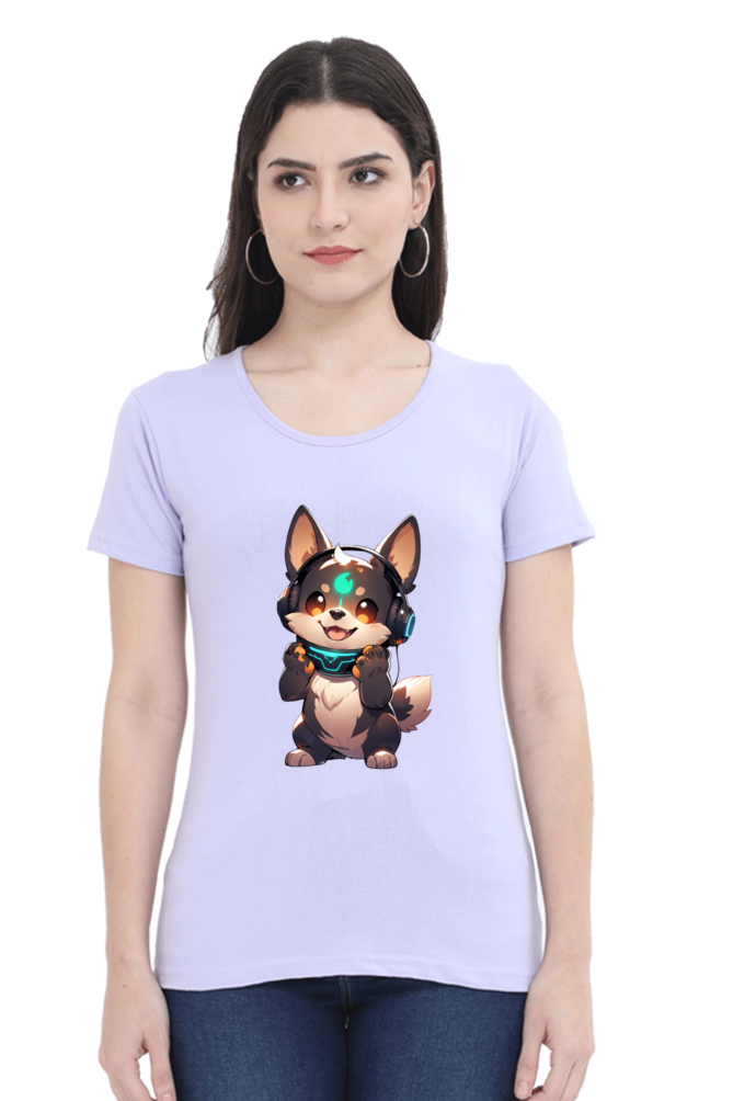 Cute Dog Print Women's T-Shirt – Playful Style for Everyday Comfort