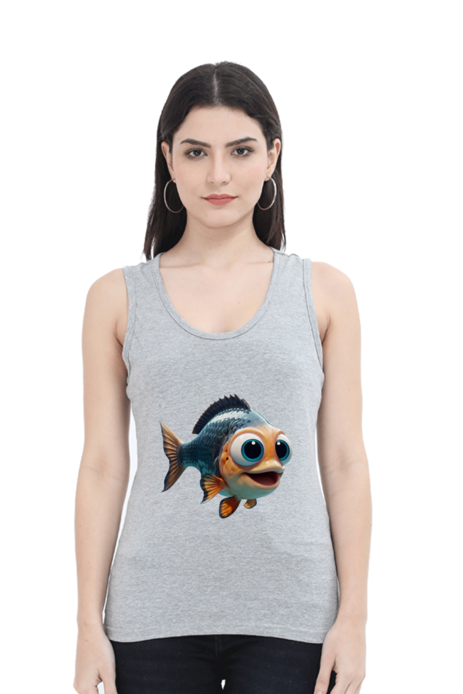 Women's Sleeveless Tank Top – Adorable Fish Print for a Playful Summer Look