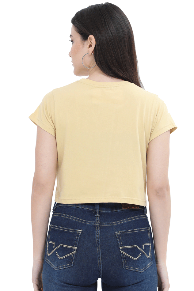 Women's Round Neck Half Sleeve Crop Top – Bold Pushpa Raj-Inspired Style