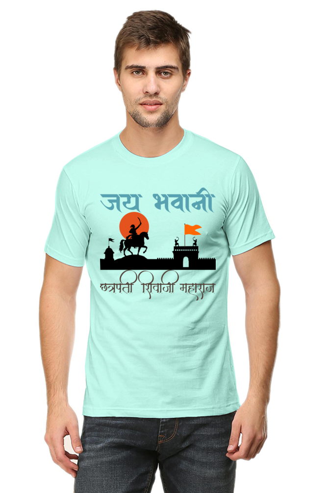 Maratha Pride: Men's Chhatrapati Shivaji Printed Round Neck T-Shirt