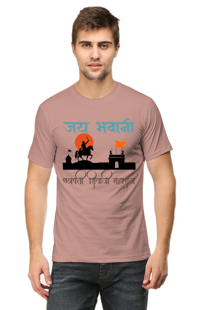 Maratha Pride: Men's Chhatrapati Shivaji Printed Round Neck T-Shirt