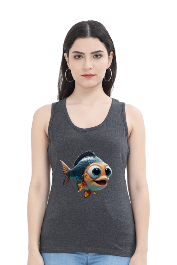 Women's Sleeveless Tank Top – Adorable Fish Print for a Playful Summer Look