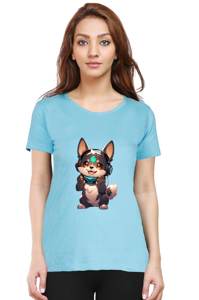 Cute Dog Print Women's T-Shirt – Playful Style for Everyday Comfort